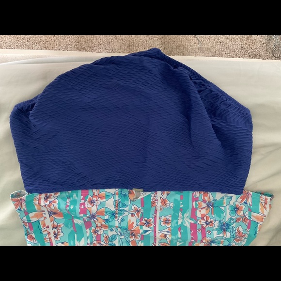 Lands End Plus Size Texture High Waist Bikini Bottom Regent Blue Purple 18W - Picture 3 of 4